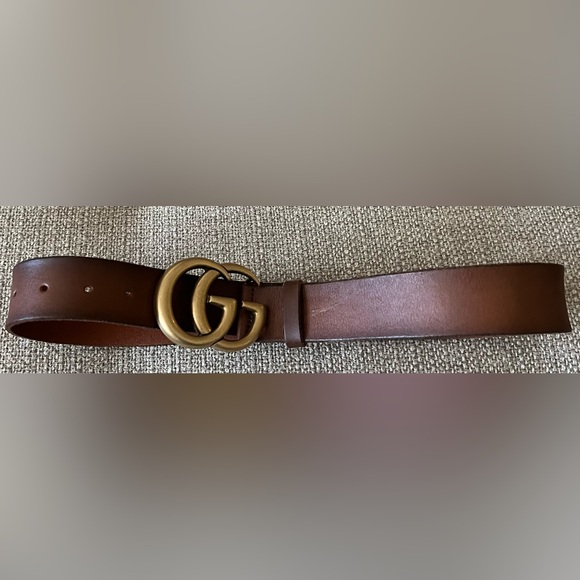 Gucci Mormont Logo Brass Wide Belt 80/32 $550 - Picture 2 of 9